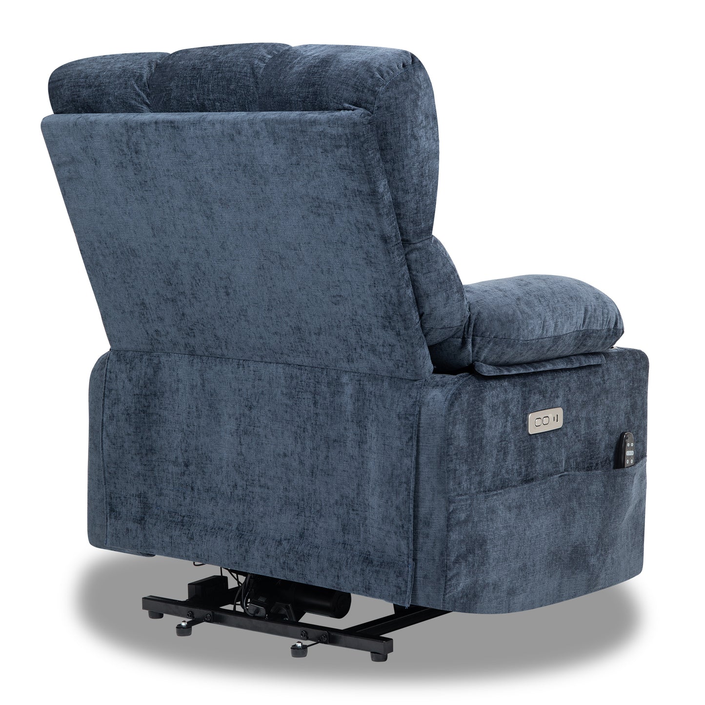 [Video provided] Large Power Lift Recliner Chair Sofa with Massage and Heat for Big and Tall Elderly People,  8-Point Vibration Massage and Lumbar Heating, Two Cup Holders and USB Charge Port, Blue