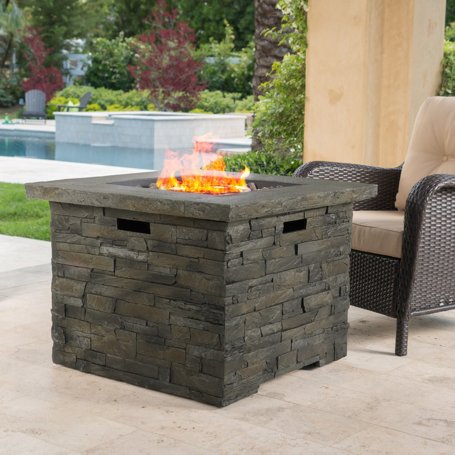 35" SQUARE MGO FIRE PIT - 40000 BTU.