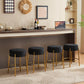 24" Tall, Round Bar Stools, Set of 2 - Contemporary upholstered dining stools for kitchens, coffee shops and bar stores - Includes sturdy hardware support legs Livingsource