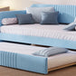Upholstered Daybed Sofa Bed Twin Size With Trundle Bed and Wood Slat, Light Blue - SolidRoot Buy Furniture USA