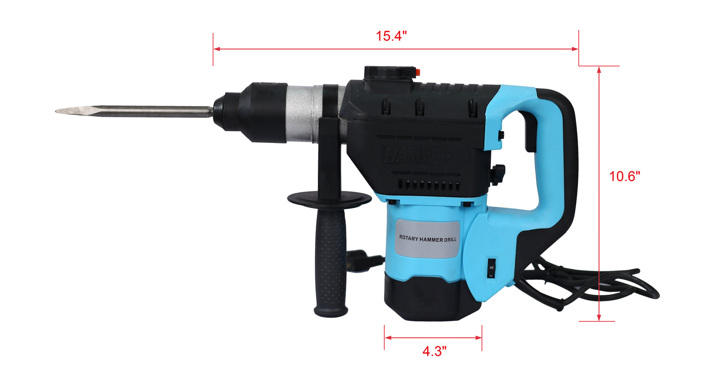 Rotary Hammer 1100W(Blue + Black) 1-1/2"  SDS Plus Rotary Hammer Drill 3 Functions