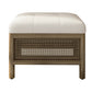 Cane Base Ottoman-Dark Walnut/Cream (21.5"*16"*17") Livingsource