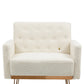 COOLMORE  Armchair Single Sofa Modern Tufted Upholstered Side Reading Chairs with Arm and Gold Metal Leg for Living Room Bedroom (White teddy ) Livingsource
