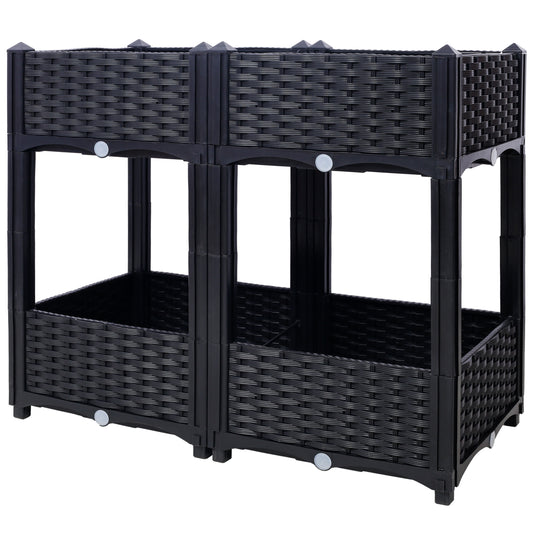 Planter Raised Beds - Elevated Planter Garden Box with Drainage Plug Raised Garden Beds for Vegetable/Flower/Herb Outdoor Standing Planter Beds Gardening Kit,Black,31.5'x15.7'x27.7' SolidRoot Buy Furniture USA