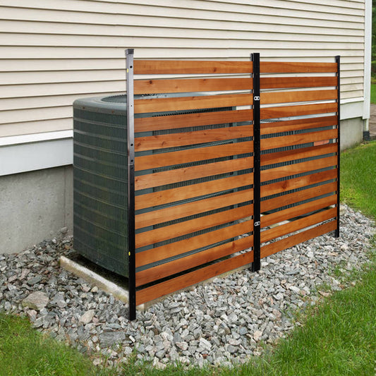 Air Conditioner Fence, 60in H x 38in W (2-Panel),Wood Fence Panels Trash Can Fences with Metal Stakes,Outdoor Freestanding Trash Can Fence SolidRoot Buy Furniture USA