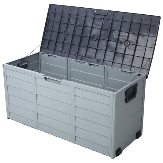 All Weather UV Pool Deck Box Storage Shed Bin Backyard Patio Outdoor w/ Wheel,75 Gallon Resin Deck Box-Organization and Storage for Patio Furniture Outdoor Cushions,Garden Tools and Pool Toys Livingsource