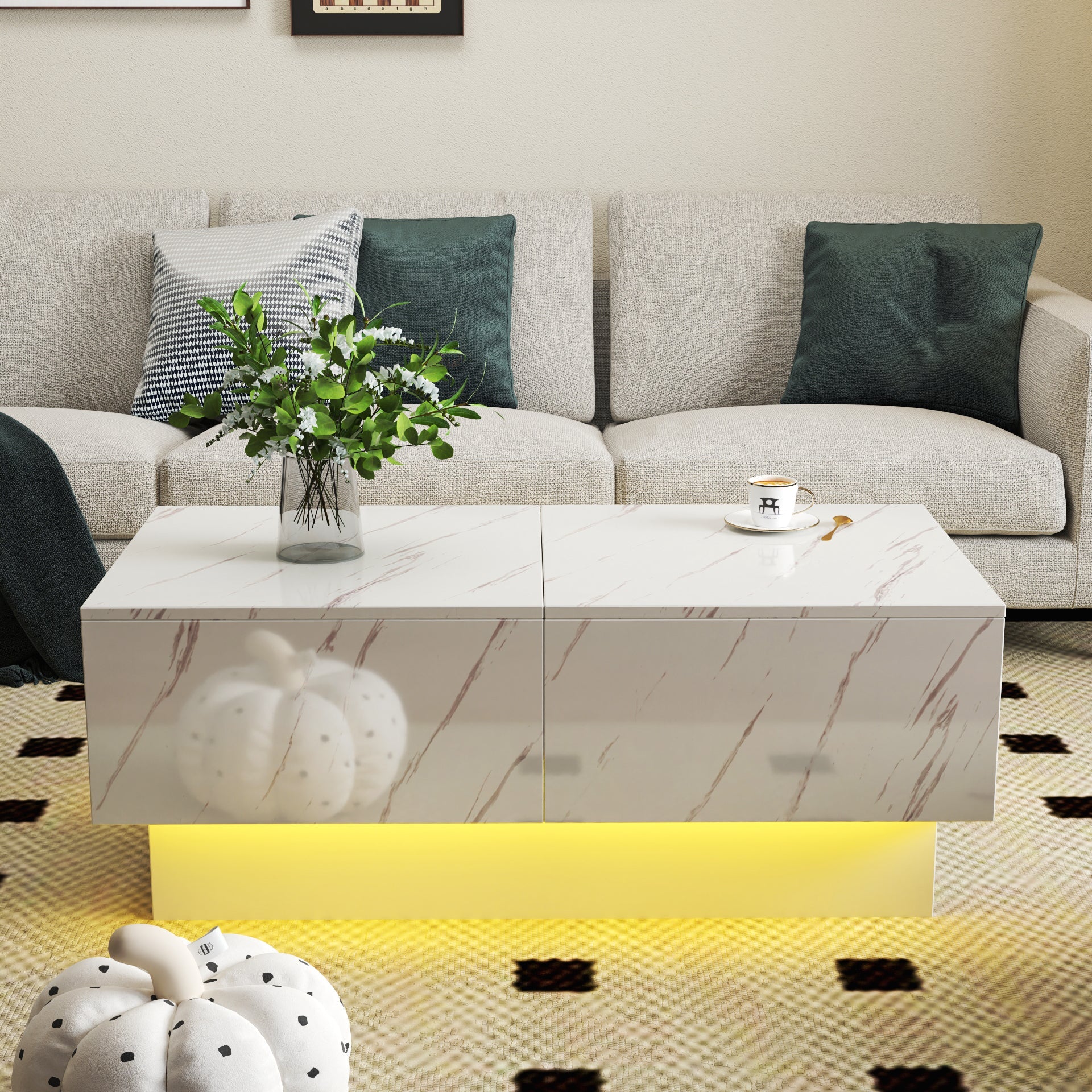 Coffee Table with Sliding Tabletop, Center Table with Hidden Storage Compartment, Extendable Table  for Living Room SolidRoot Buy Furniture USA