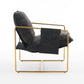 2 Chairs in 1 Box, Upholstered Hanging Armchair with Arm PocketsMetal frame, gold-plated craftsmanship, crushed foam cushions and skin-friendly woven fabric for living room and bedroom. Dark Gray Livingsource