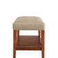 Charla Beige Fabric & Oak Finish Bench Livingsource