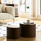 MDF nested table set 2 pieces, handcrafted round coffee table in living/lounge area, walnut color Livingsource