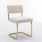 A&A Furniture,Modern Dining Chairs with Corduroy Fabric,Gold Metal Base, Accent Armless Kitchen Chairs with Channel Tufting,  Side Chairs, Set of 2, Beige Livingsource