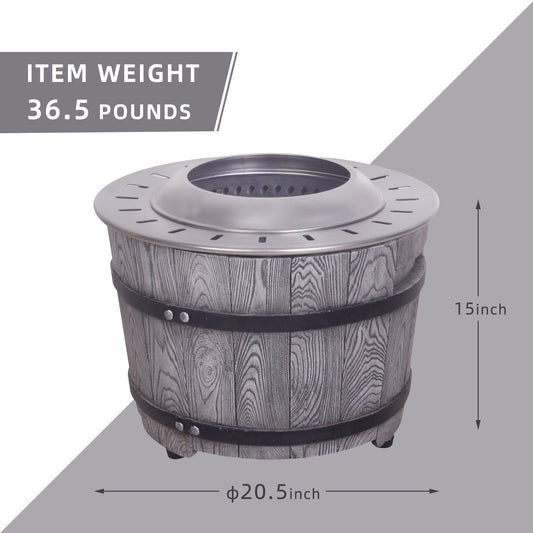 Smokeless Firepit With Wood Pellet/Twig/Wood As The Fuel, Wood Look Livingsource
