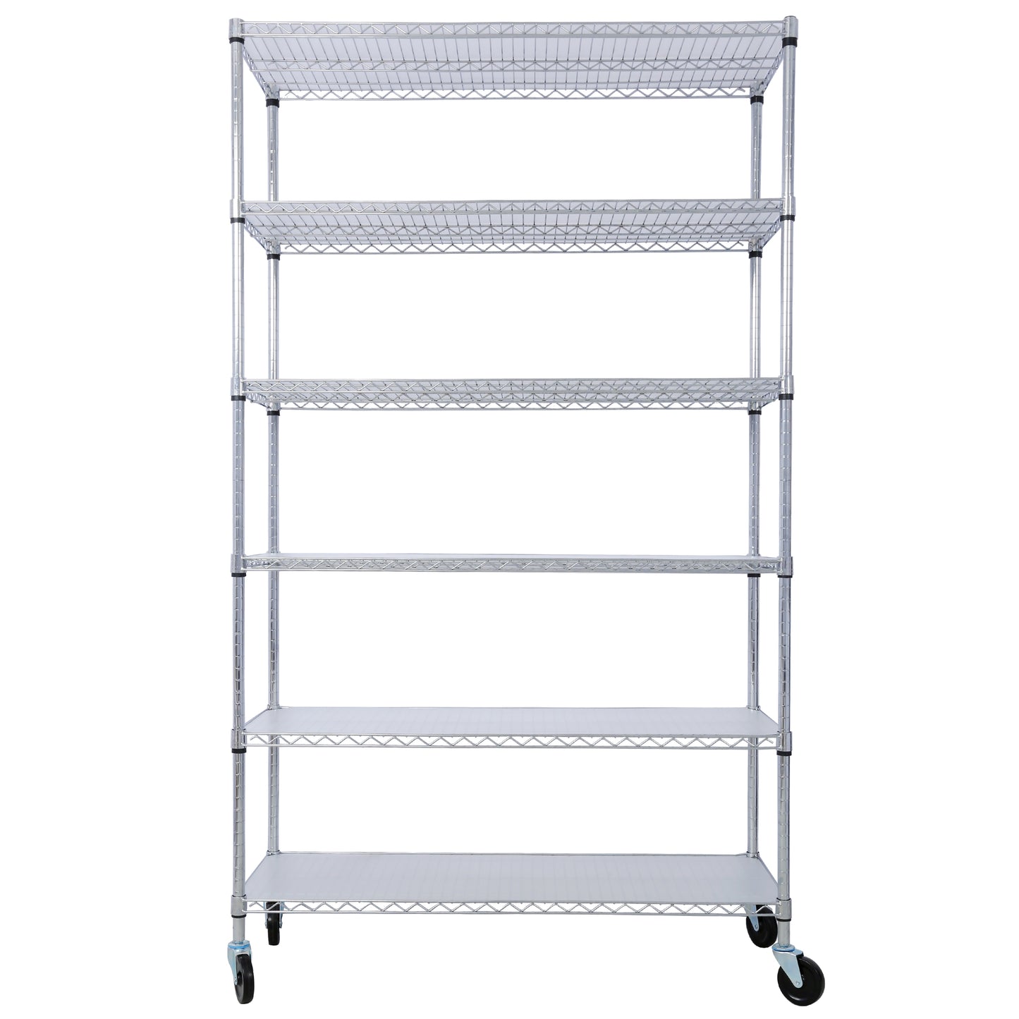 NSF Chrome Wire Shelving Unit - 6-Tier Commercial Grade Storage Rack, 48'W x 20'D x 84'H | 6000 lbs Capacity, Heavy Duty Steel with Wheels & Liners Included SolidRoot Buy Furniture USA
