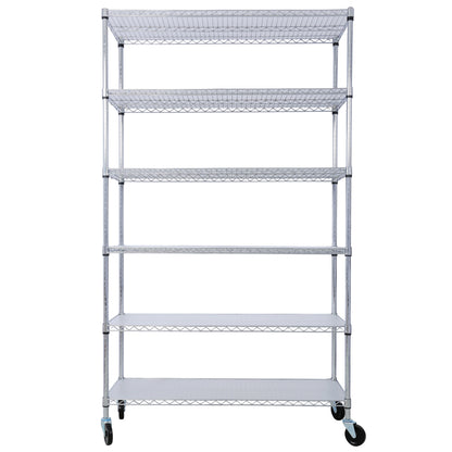 NSF Chrome Wire Shelving Unit - 6-Tier Commercial Grade Storage Rack, 48'W x 20'D x 84'H | 6000 lbs Capacity, Heavy Duty Steel with Wheels & Liners Included SolidRoot Buy Furniture USA