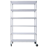 NSF Chrome Wire Shelving Unit - 6-Tier Commercial Grade Storage Rack, 48'W x 20'D x 84'H | 6000 lbs Capacity, Heavy Duty Steel with Wheels & Liners Included SolidRoot Buy Furniture USA