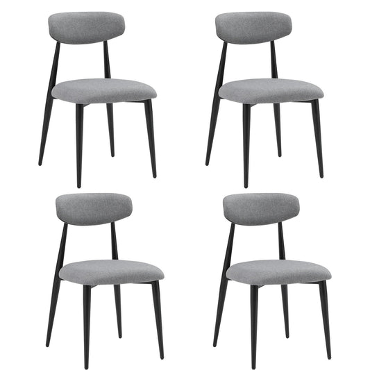 (Set of 4) Modern Dining Chairs , Curved Backrest Round Upholstered and Metal Frame,Grey SolidRoot Buy Furniture USA