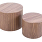 MDF nested table set 2 pieces, handcrafted round coffee table in living/lounge area, walnut color Livingsource