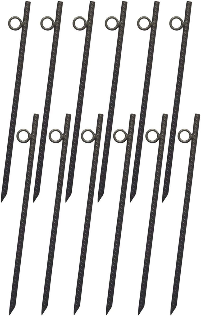 Rebar stake with loop 12pcs Grip Rebar 3/8x 18 Inch Steel Durable Heavy Duty Tent Canopy Ground Stakes with Angled Ends and 1 Inch Loops for Campsites and Canopies