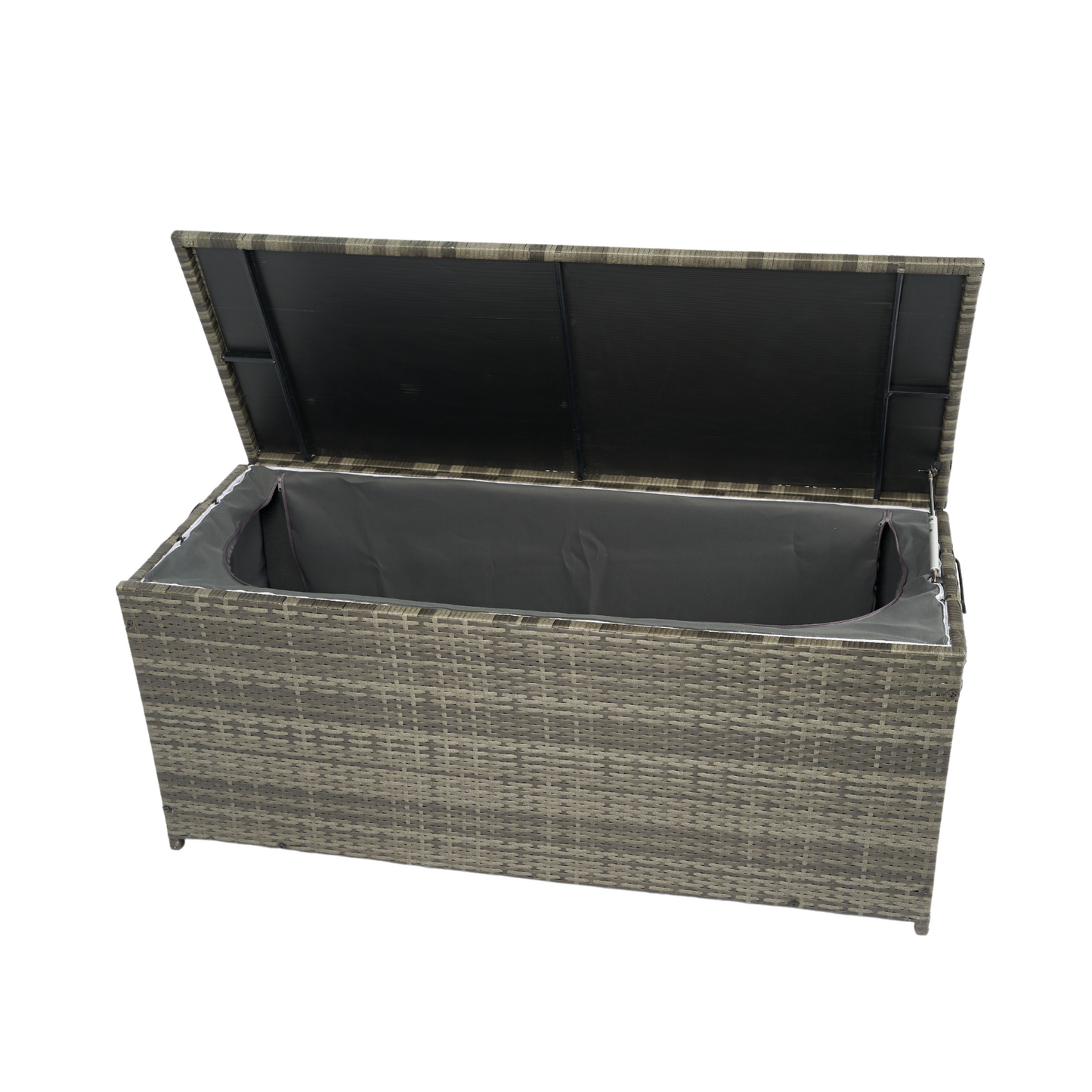 Outdoor Storage Box, 113 Gallon Wicker Patio Deck Boxes with Lid, Outdoor Cushion Storage for Kids Toys, Pillows, Towel Grey Wicker