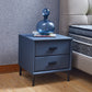 Modern Nightstand with 2 Drawers, Night Stand with PU Leather and Hardware Legs, End Table, Bedside Cabinet for Living Room/Bedroom (Blue-gray) Livingsource